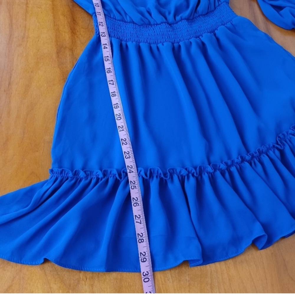 1. State Blue Ruffled Off-Shoulder dress size medium Classy Cocktail - Picture 5 of 8